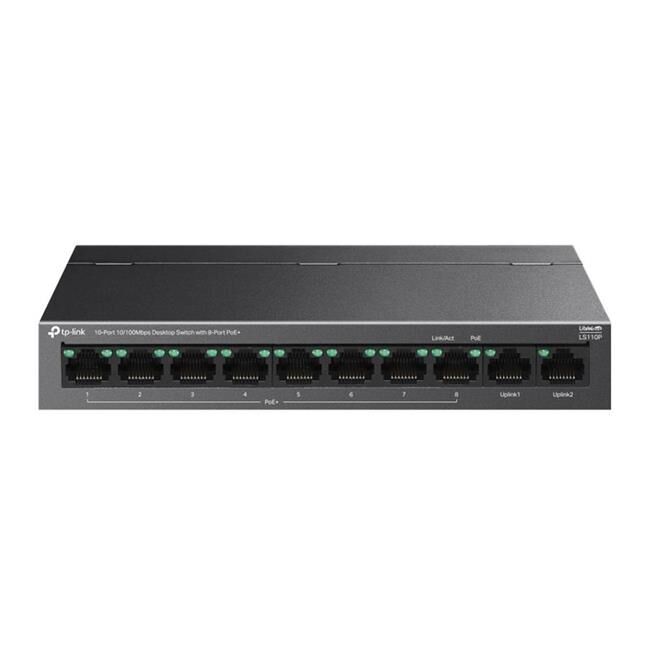 TP-LINK LS110P 10 PORT 10/100MBPS 8-PORT POE+ 96W MASAÜSTÜ SWITCH