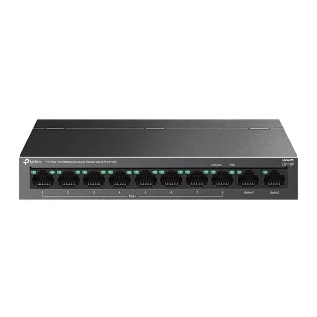 TP-LINK LS110P 10 PORT 10/100MBPS 8-PORT POE+ 96W MASAÜSTÜ SWITCH
